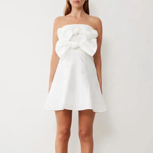 BHLDN X Anthropologie X Boskemper Ariel Bow Strapless Mini Dress: Ivory White S